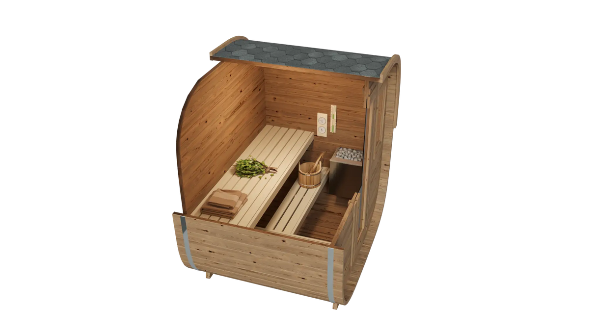 1.6m One Room Barrel Sauna - Outdoor Sauna