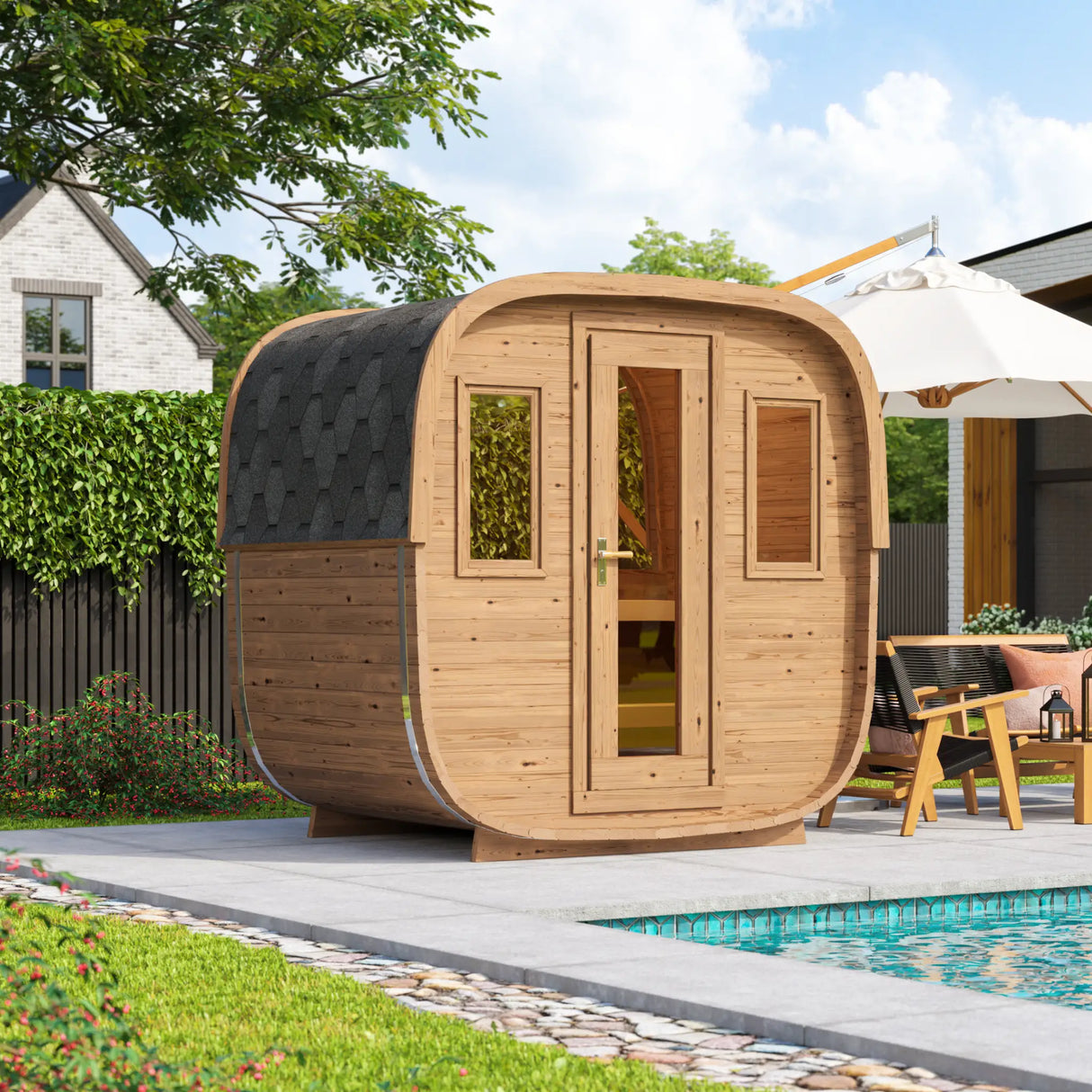 1.6m One Room Barrel Sauna - Outdoor Sauna