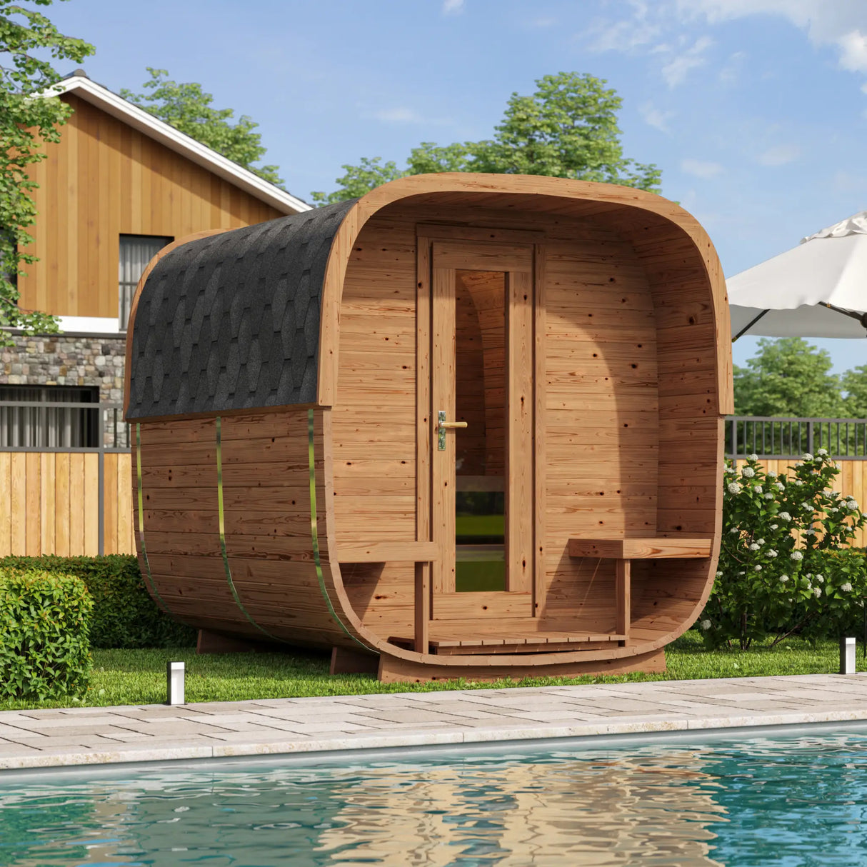 2.5m Square Sauna Barrel - Outdoor Sauna