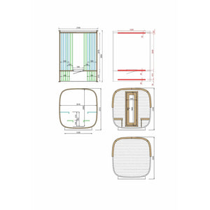 2.8m Square Sauna Barrel - Outdoor Sauna