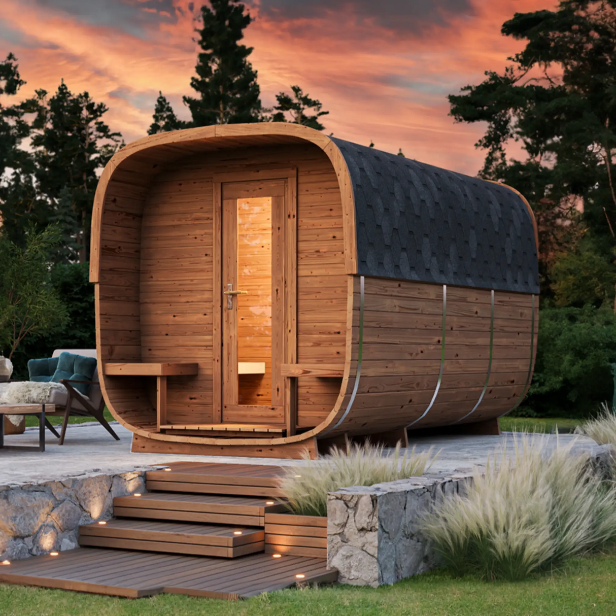 3.9m Square Sauna Barrel - Outdoor Sauna