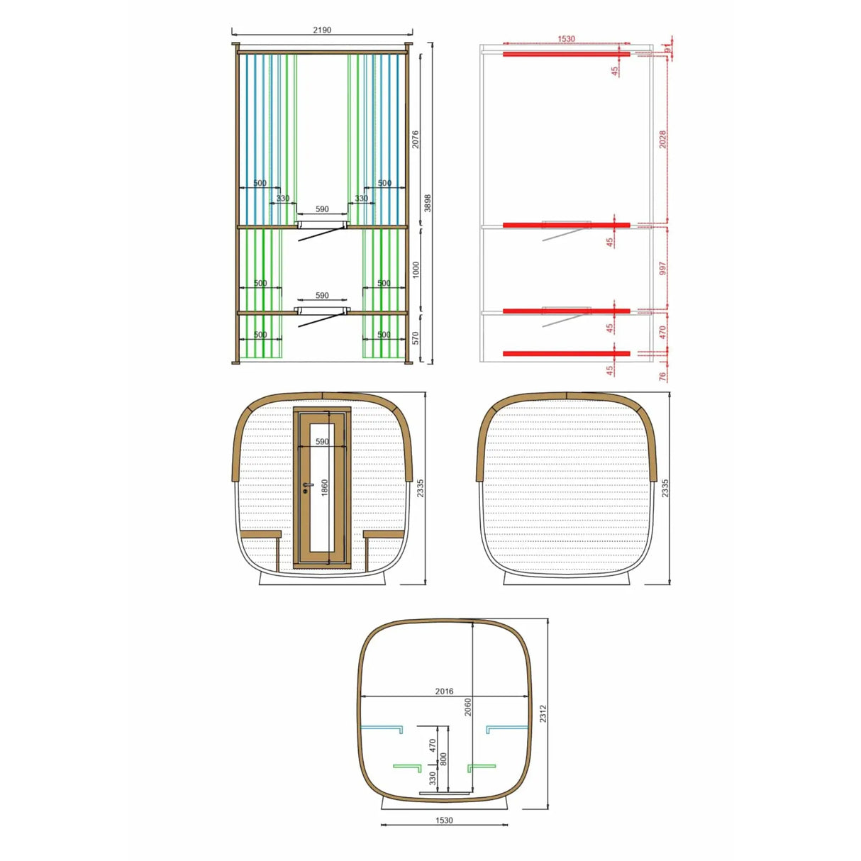 3.9m Square Sauna Barrel - Outdoor Sauna