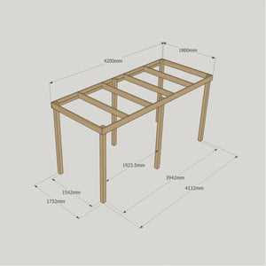 Light Green / 1.8m x 4.2m - 6 Post - Box Garden Pergola