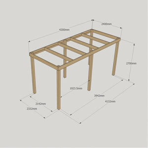 Light Green / 2.4m x 4.2m - 6 Post - Box Garden Pergola