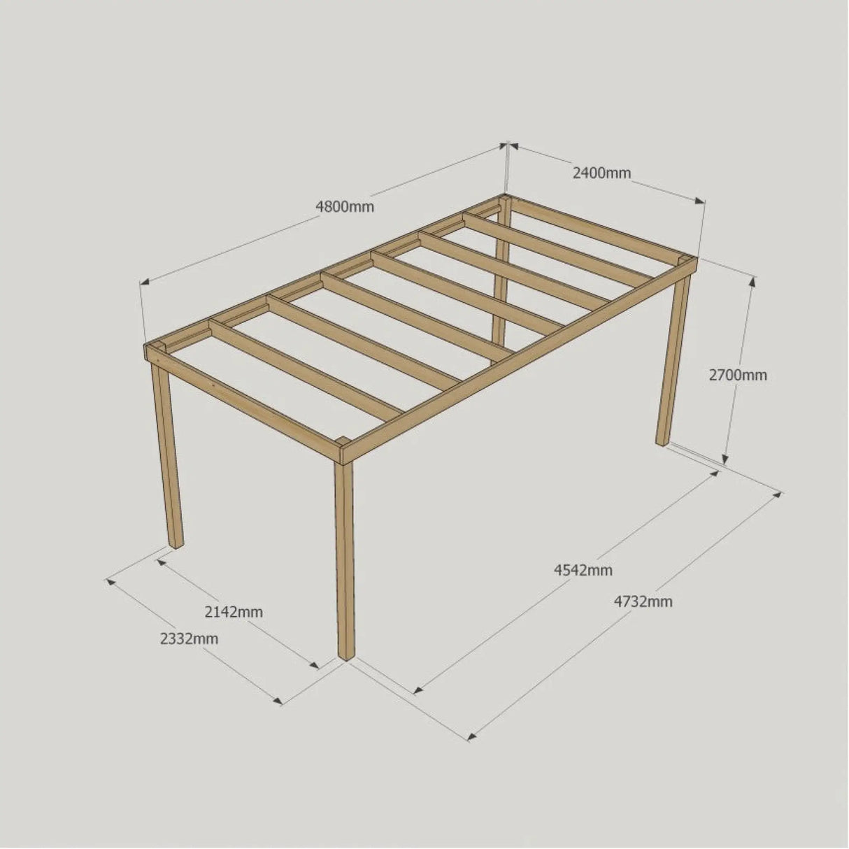 Box Garden Pergola - 2.4m Width - Wooden Pergolas