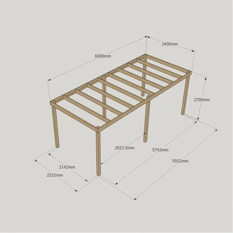 Light Green / 2.4m x 6.0m - Box Garden Pergola - 2.4m Width