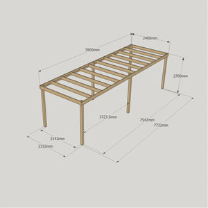 Light Green / 2.4m x 7.8m - Box Garden Pergola - 2.4m Width