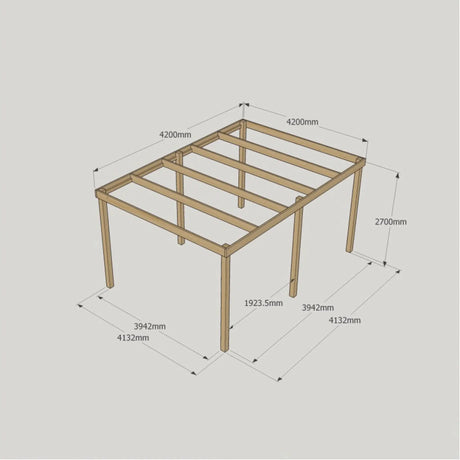 Light Green / 4.2m x 4.2m - 6 Post - Box Garden Pergola