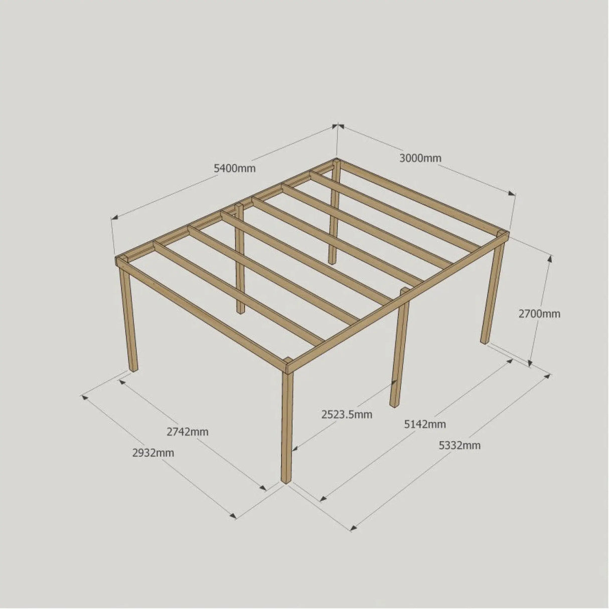 Box Garden Pergola - 3.0m Width - Wooden Pergolas