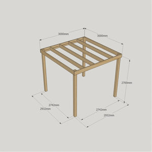 Box Garden Pergola - 3.0m Width - Wooden Pergolas