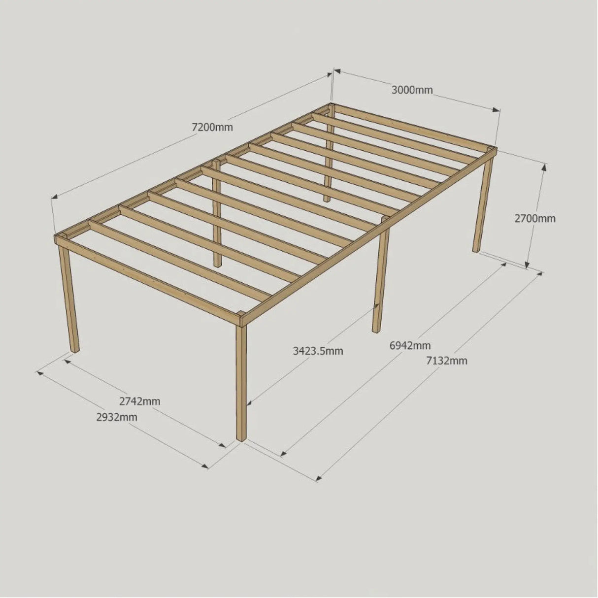 Box Garden Pergola - 3.0m Width - Wooden Pergolas