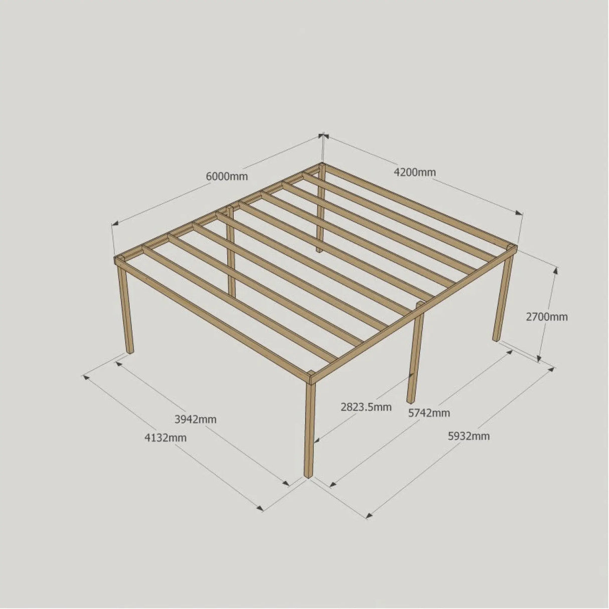 Box Garden Pergola - 4.2m Width - Wooden Pergolas