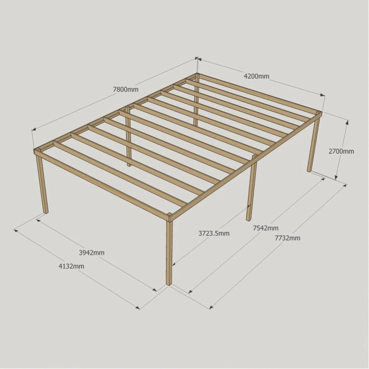 Box Garden Pergola - 4.2m Width - Wooden Pergolas