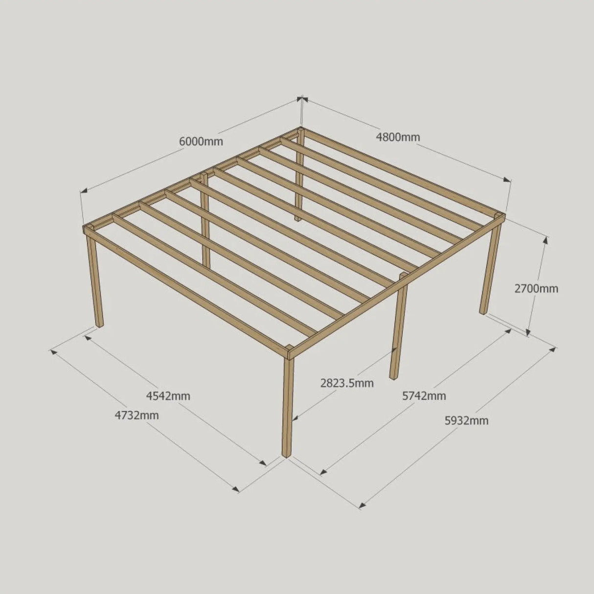 Box Garden Pergola - 4.8m Width - Wooden Pergolas