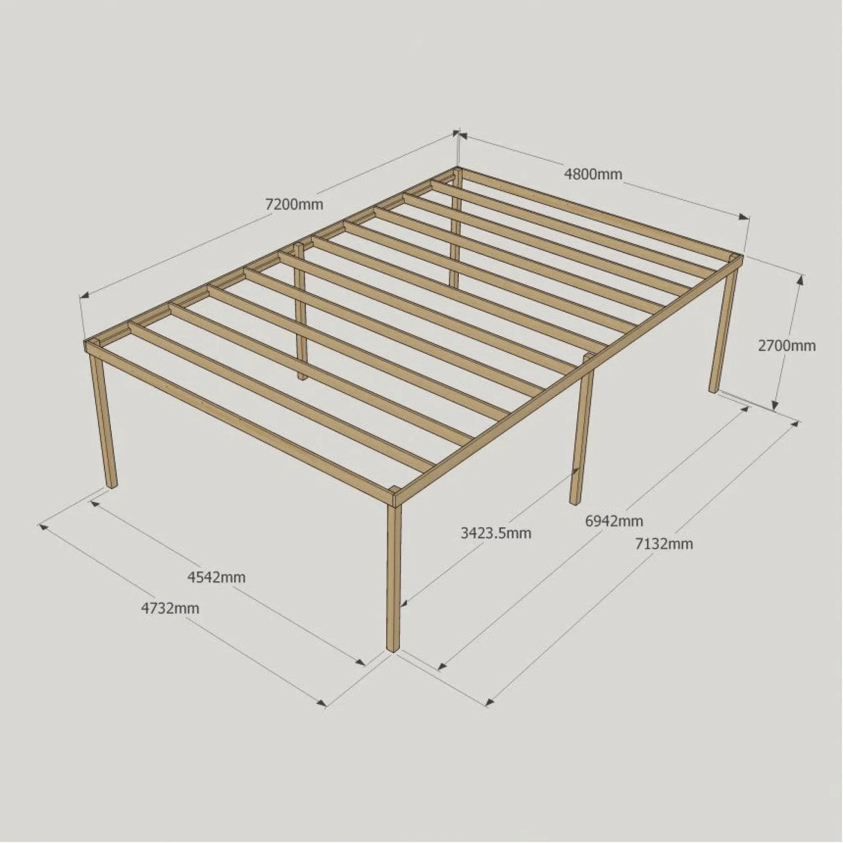 Box Garden Pergola - 4.8m Width - Wooden Pergolas