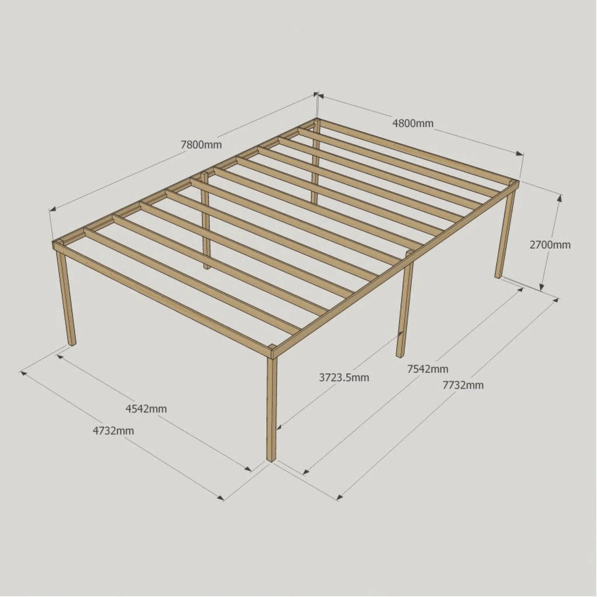 Box Garden Pergola - 4.8m Width - Wooden Pergolas