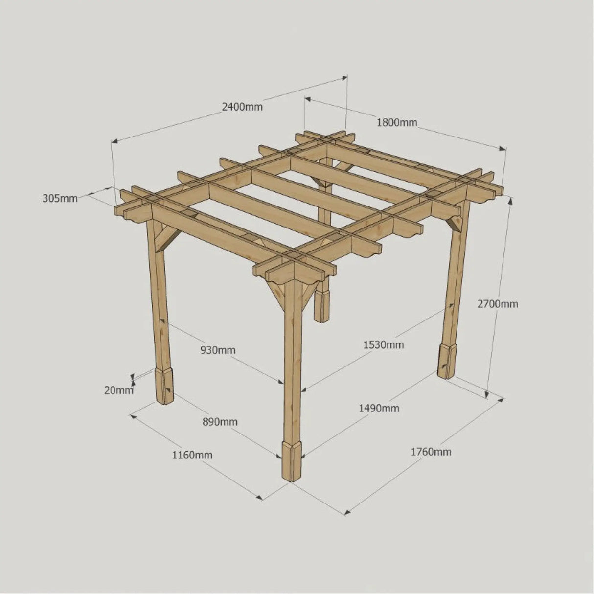 Light Green / 1.8m x 2.4m - Double Premium Pergola - 1.8m