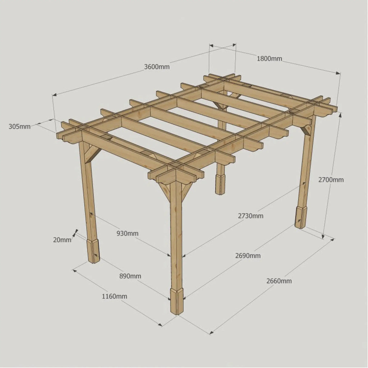 Light Green / 1.8m x 3.6m - Double Premium Pergola - 1.8m