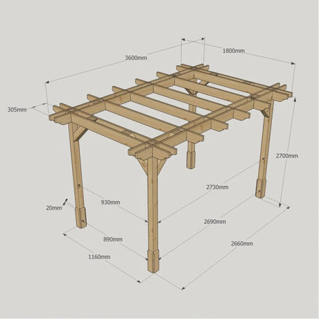 Light Green / 1.8m x 3.6m - Double Premium Pergola - 1.8m