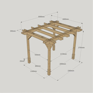 Light Green / 1.8m x 3m - Double Premium Pergola - 1.8m