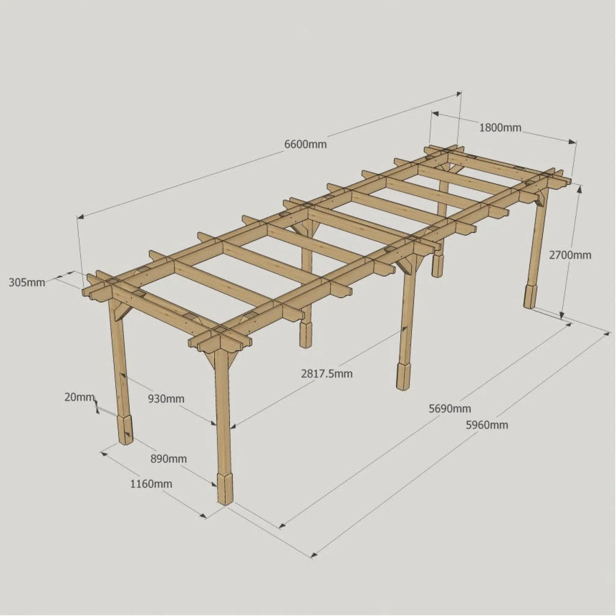 Light Green / 1.8m x 6.6m - Double Premium Pergola - 1.8m