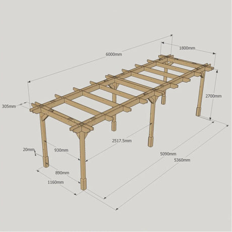 Light Green / 1.8m x 6m - Double Premium Pergola - 1.8m