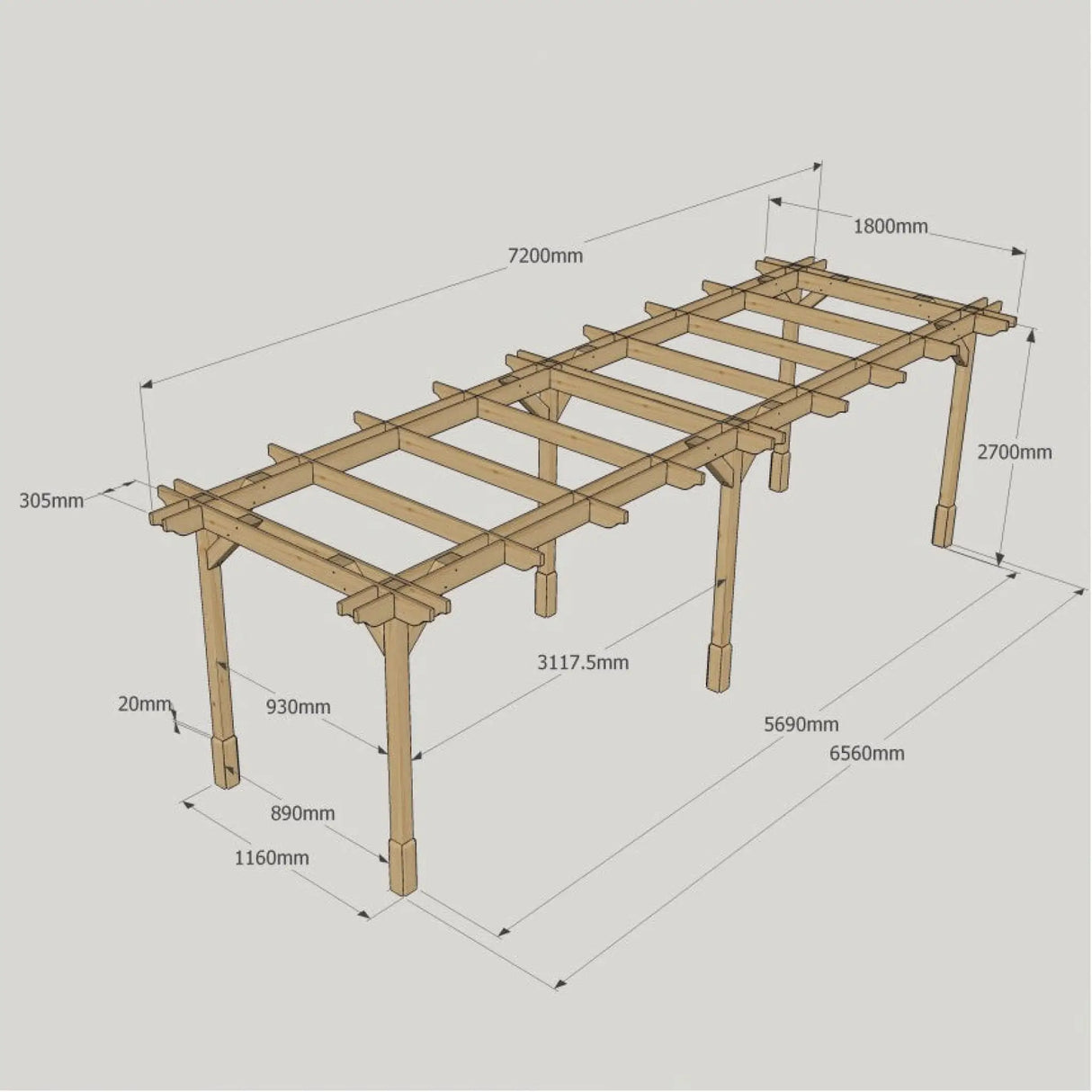 Light Green / 1.8m x 7.2m - Double Premium Pergola - 1.8m