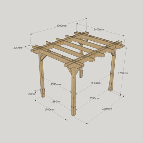 Light Green / 2.4m x 3m - Double Premium Pergola - 2.4m