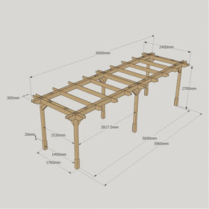 Light Green / 2.4m x 6.6m - Double Premium Pergola - 2.4m