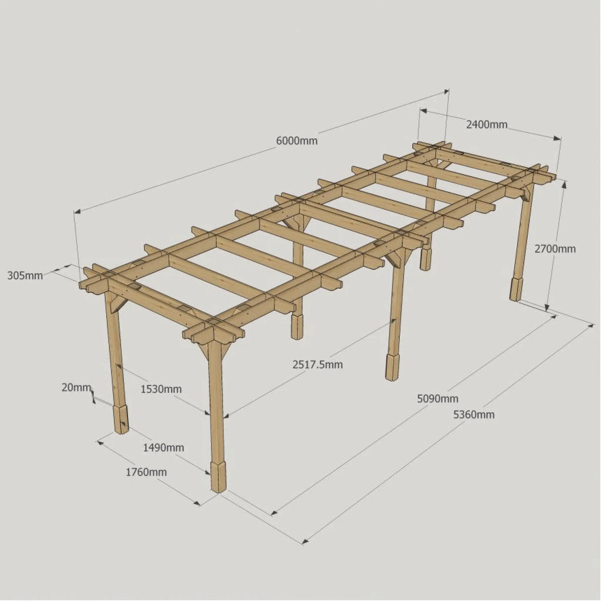 Light Green / 2.4m x 6m - Double Premium Pergola - 2.4m