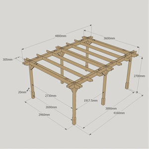 Light Green / 3.6m x 4.8m - 6 Post - Double Premium Pergola