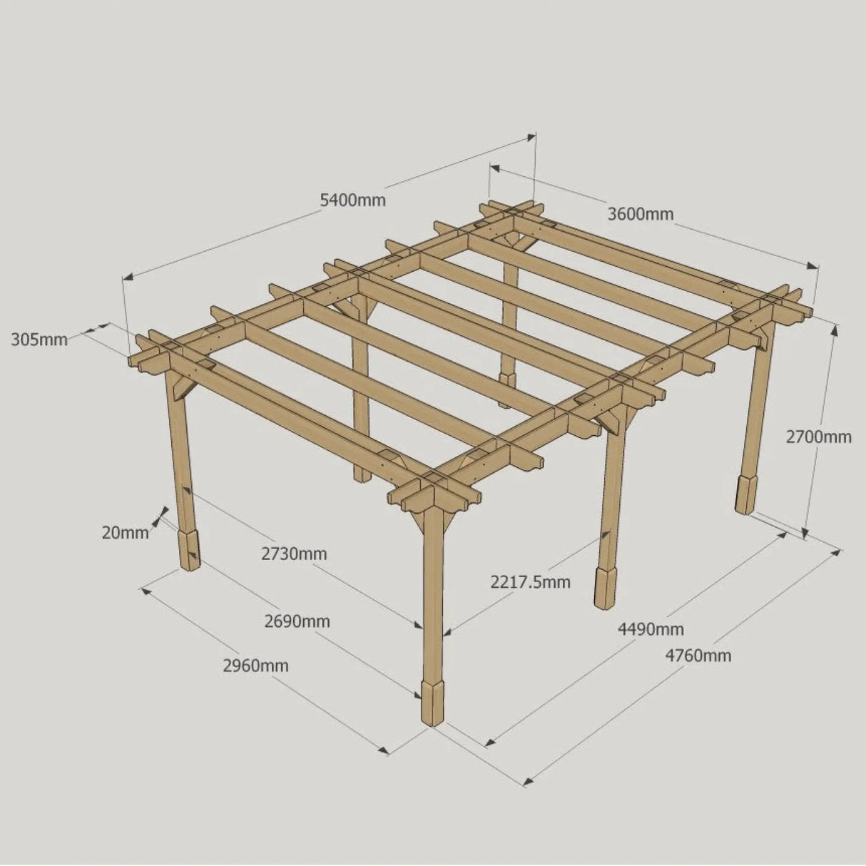 Light Green / 3.6m x 5.4m - Double Premium Pergola - 3.6m