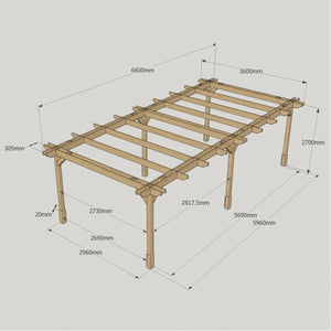 Light Green / 3.6m x 6.6m - Double Premium Pergola - 3.6m