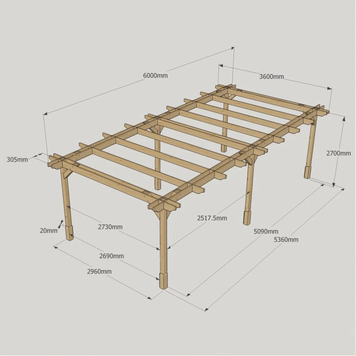 Light Green / 3.6m x 6m - Double Premium Pergola - 3.6m