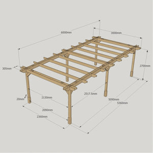 Light Green / 3m x 6m - Double Premium Pergola - 3m Width