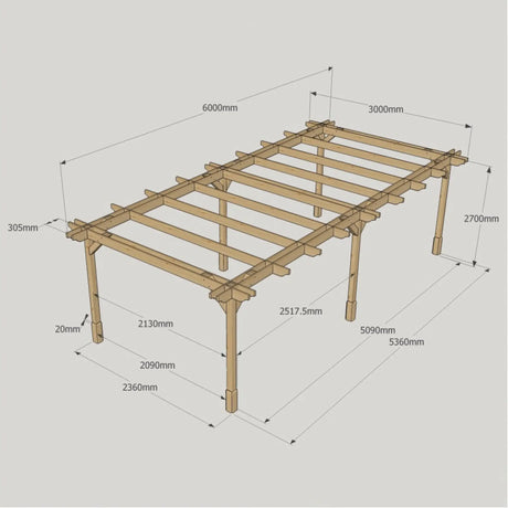 Light Green / 3m x 6m - Double Premium Pergola - 3m Width