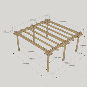 Light Green / 4.2m x 5.4m - Double Premium Pergola - 4.2m