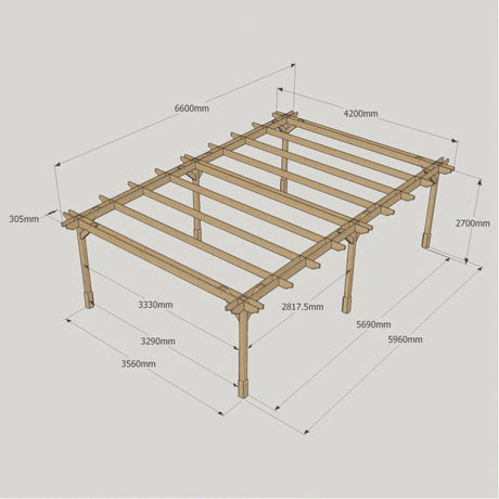 Light Green / 4.2m x 6.6m - Double Premium Pergola - 4.2m