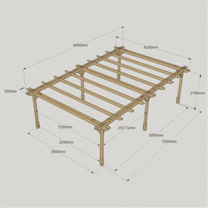 Light Green / 4.2m x 6m - Double Premium Pergola - 4.2m