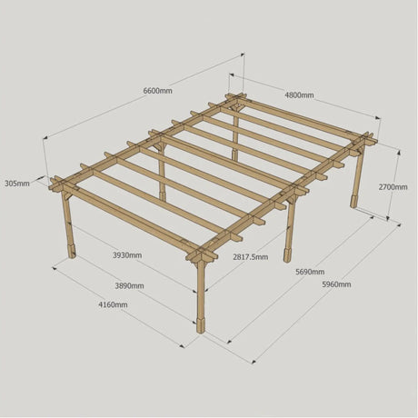 Light Green / 4.8m x 6.6m - Double Premium Pergola - 4.8m