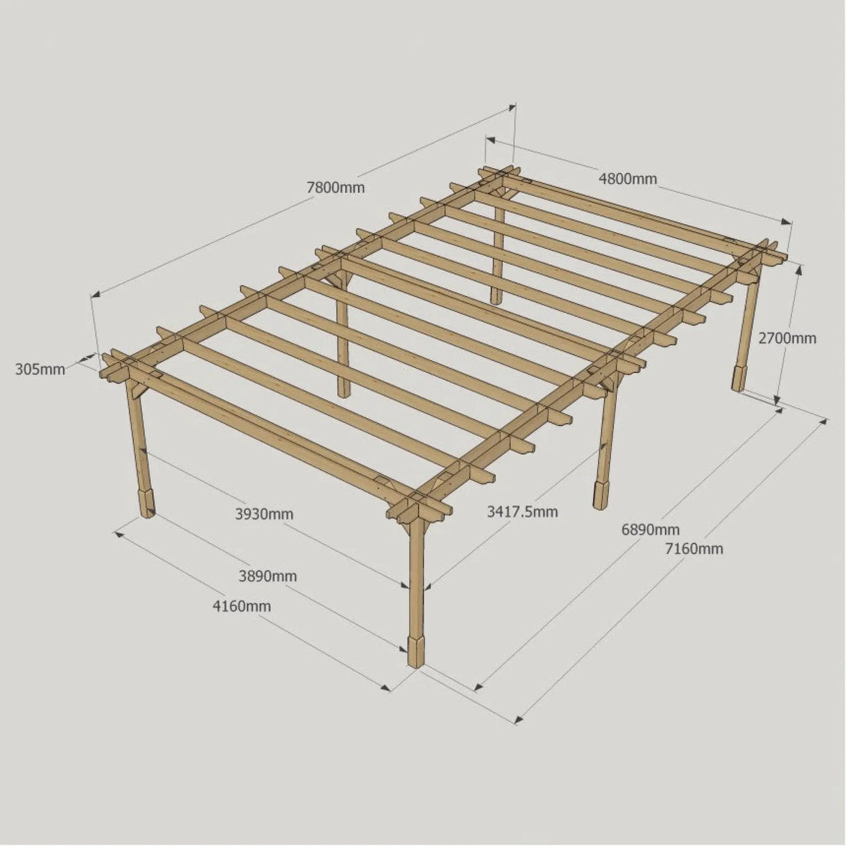 Light Green / 4.8m x 7.8m - Double Premium Pergola - 4.8m