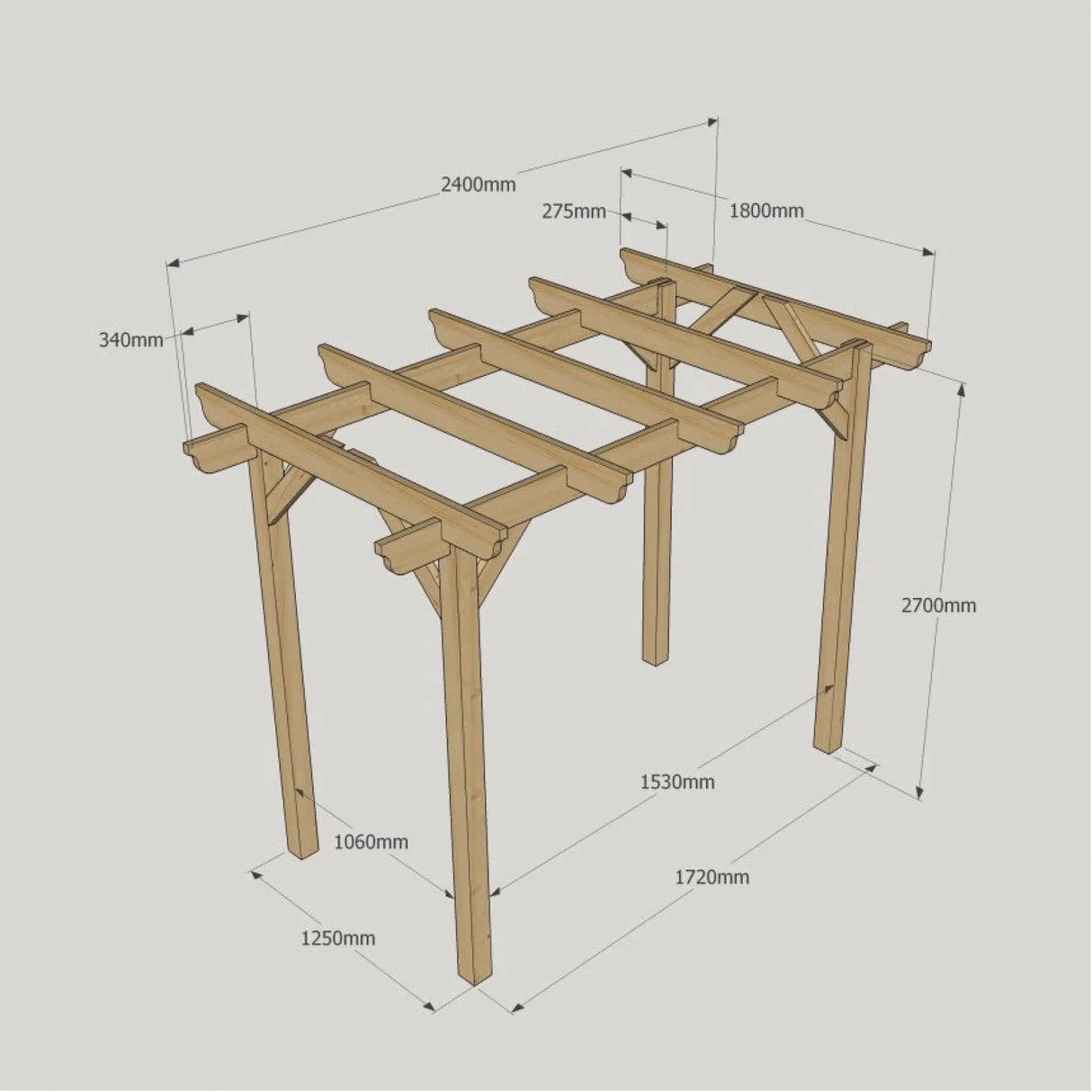 Light Green / 1.8m x 2.4m - Garden Pergola - 1.8m Width