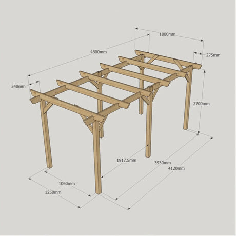 Light Green / 1.8m x 4.8m - 6 Post - Garden Pergola - 1.8m