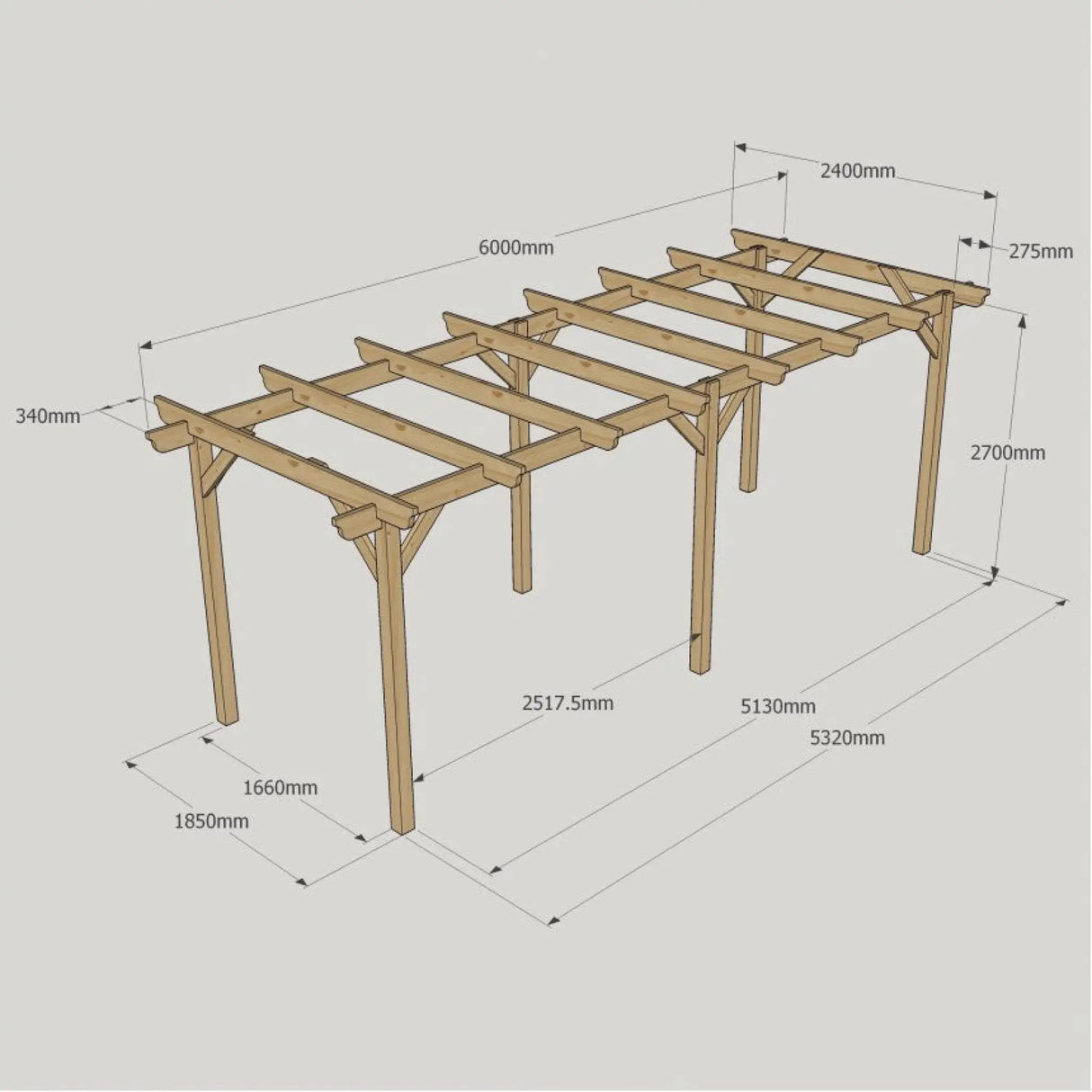 Light Green / 2.4m x 6m - Garden Pergola - 2.4m Width