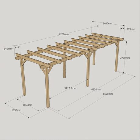 Light Green / 2.4m x 7.2m - Garden Pergola - 2.4m Width