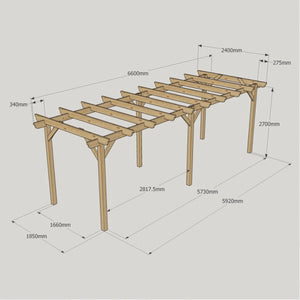 Rustic Brown / 2.4m x 6.6m - Garden Pergola - 2.4m Width