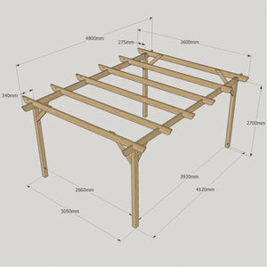 Garden Pergola - 3.6m Width - Wooden Pergolas