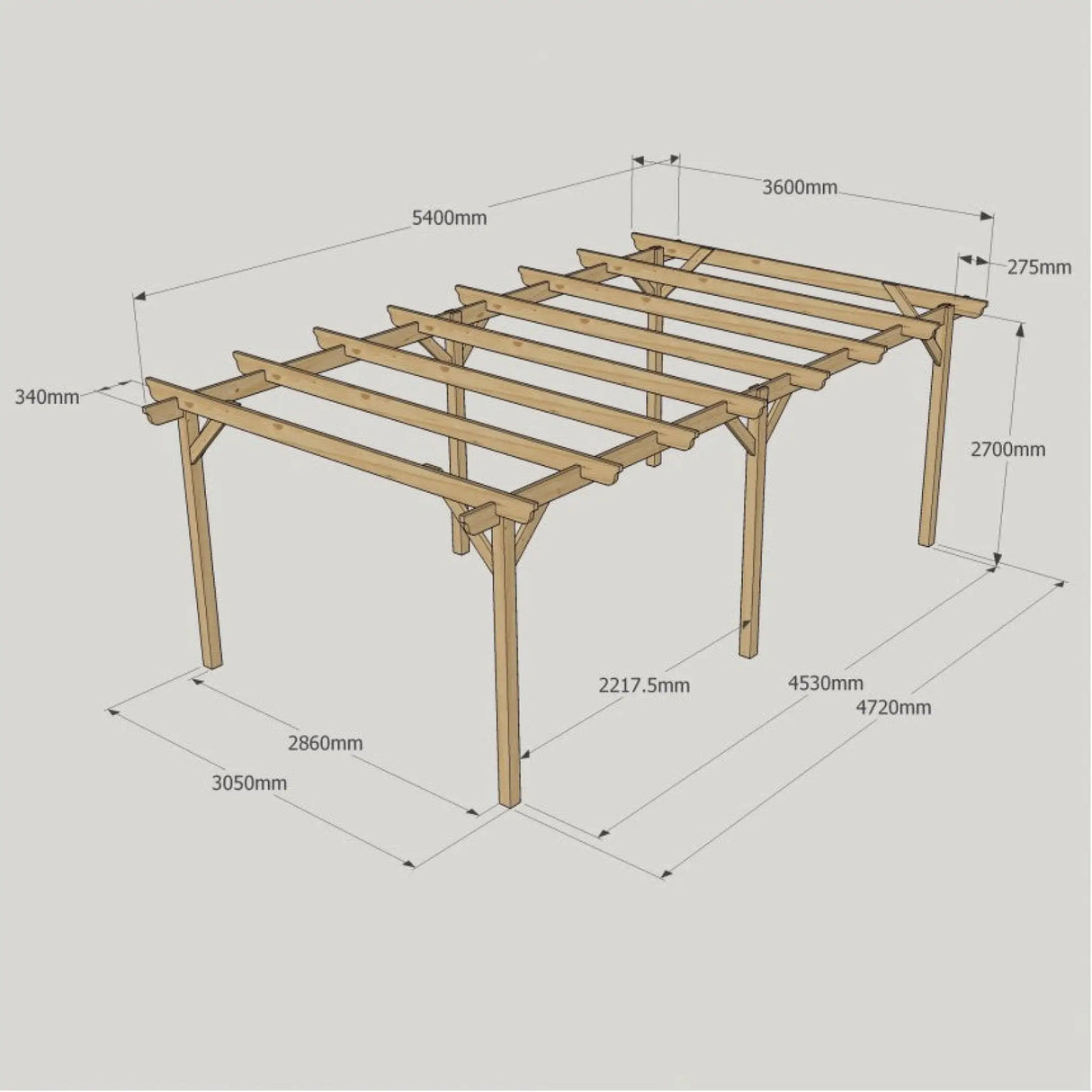 Light Green / 3.6m x 5.4m - Garden Pergola - 3.6m Width