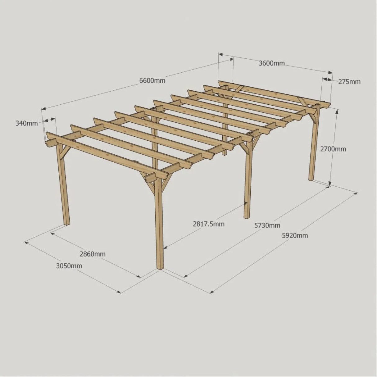 Light Green / 3.6m x 6.6m - Garden Pergola - 3.6m Width