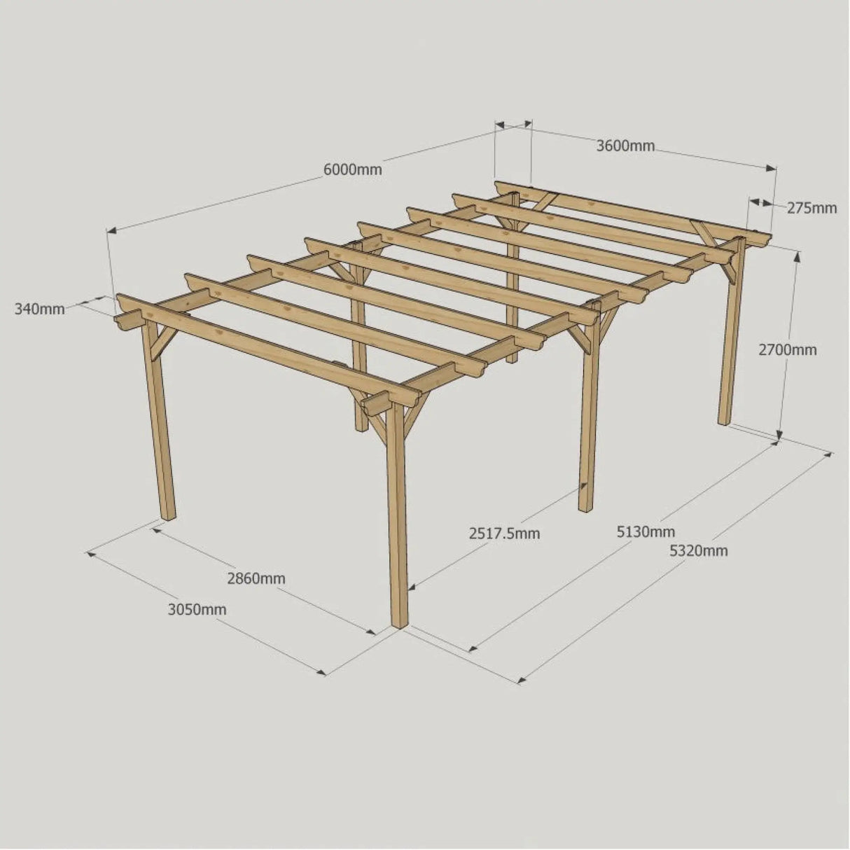 Light Green / 3.6m x 6m - Garden Pergola - 3.6m Width